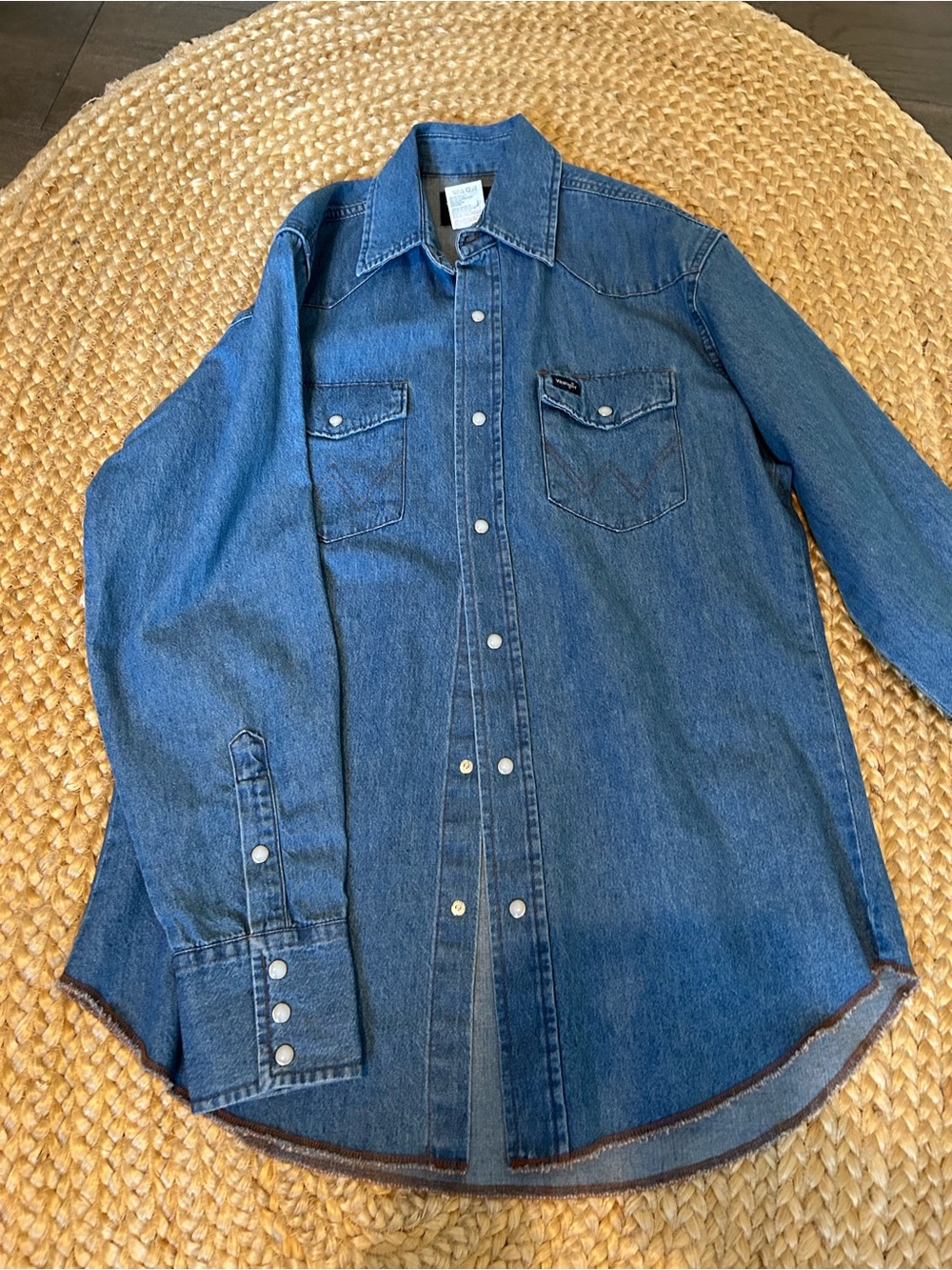 Wrangler Indigo Denim Snap-Front Western Shirt Jacket M